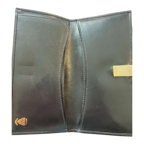 Gucci Bifold Long Card Purse Interlocking Leather Wallet Black GVUC - Picture 4 of 8